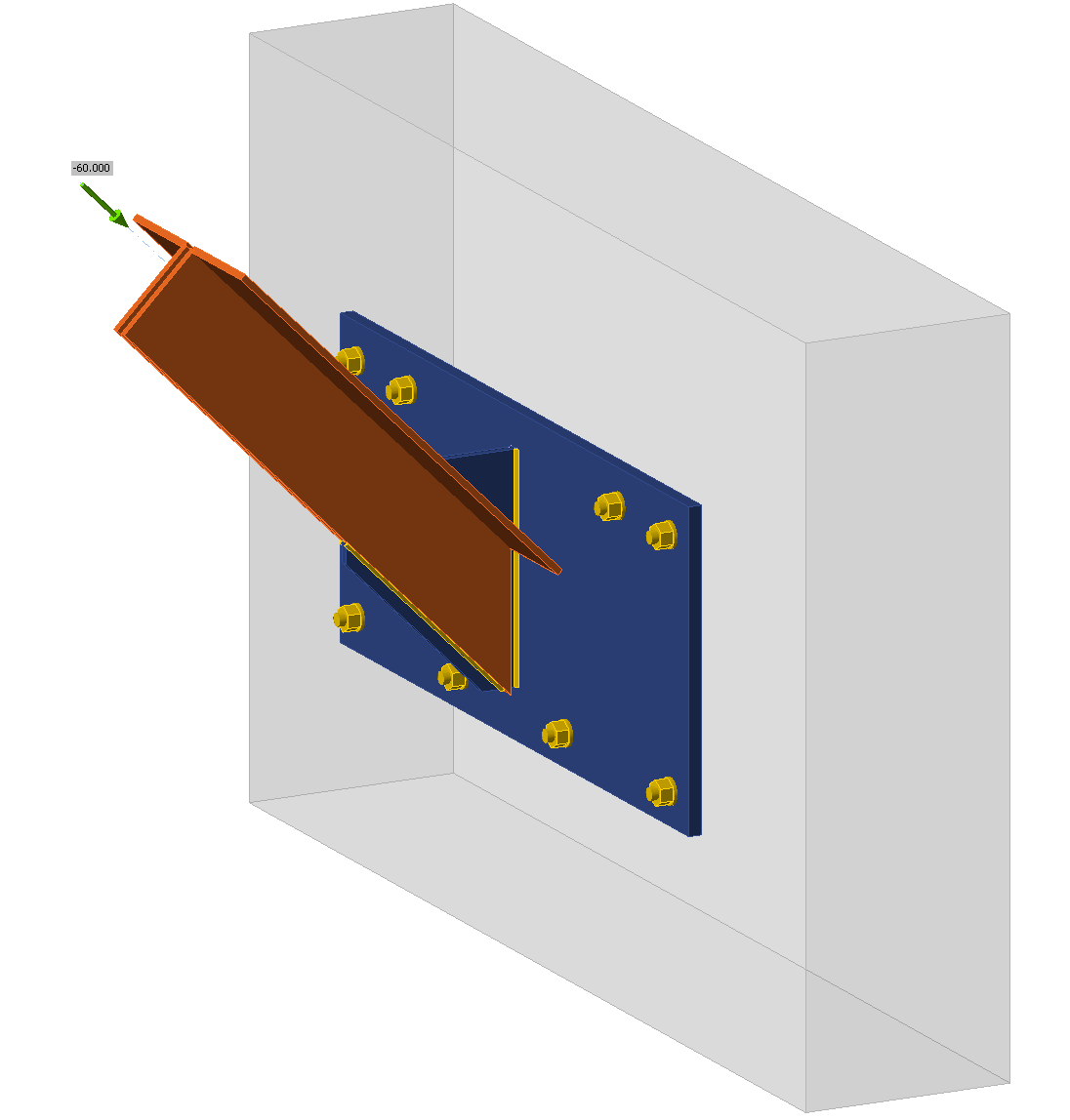 Image of 3D model of a steel connection